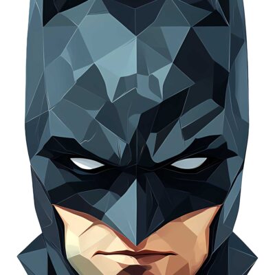 چاپ طرح DTF باتمن | ماسک بتمن با طرح هندسی و چندضلعی (Batman) برای تیشرت و لباس بچه‌گانه