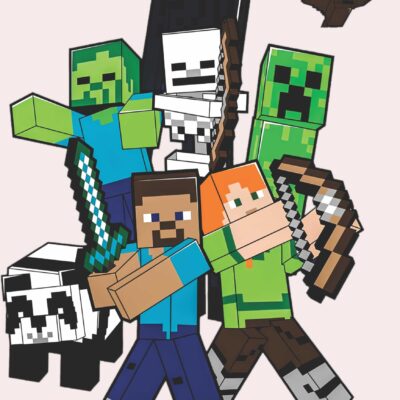طرح DTF Minecraft | شخصیت‌های اصلی بازی ماینکرافت برای تیشرت و لباس بچه‌گانه