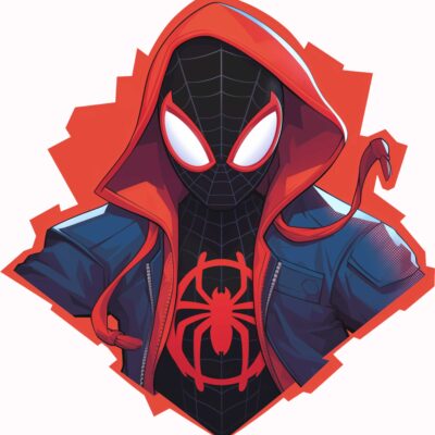 چاپ طرح DTF میلز مورالس | اسپایدرمن جدید با کلاه چادری (Miles Morales) برای تیشرت و لباس بچه‌گانه