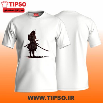 تیشرت سفید مردانه سامورایی – Samurai Warrior / سفید | چاپ DTF باکیفیت