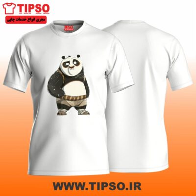 🐼 تیشرت سفید طرح “Kung Fu Panda” – پاندا کونگ‌فو کار | چاپ DTF باکیفیت