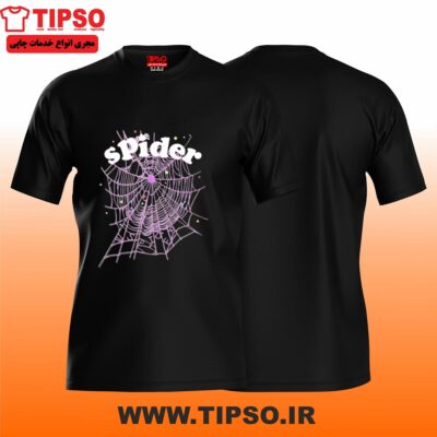 🕷️ تیشرت مشکی تار عنکبوت طرح Spider – چاپ DTF باکیفیت