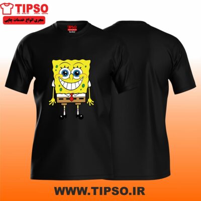 🧽 تیشرت مشکی طرح باب اسفنجی | SpongeBob – چاپ DTF باکیفیت